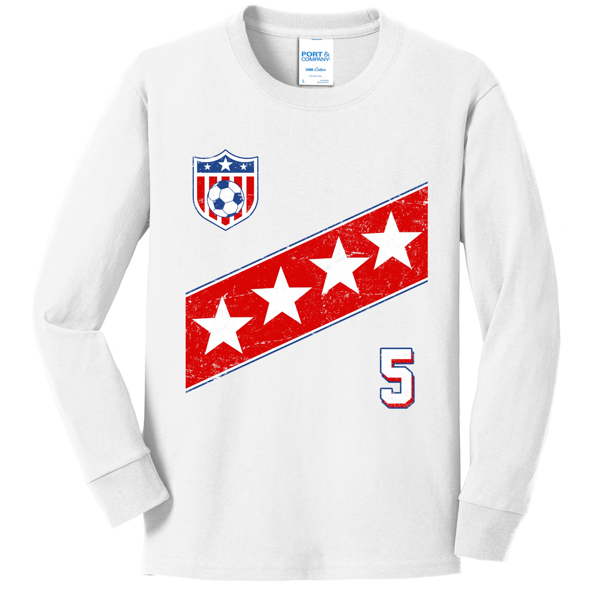 WomenS Us Soccer Jersey Number 5 Kids Long Sleeve Shirt