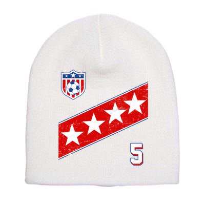 WomenS Us Soccer Jersey Number 5 Short Acrylic Beanie