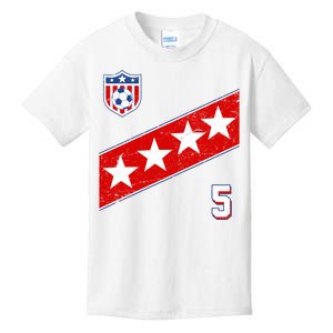 WomenS Us Soccer Jersey Number 5 Kids T-Shirt