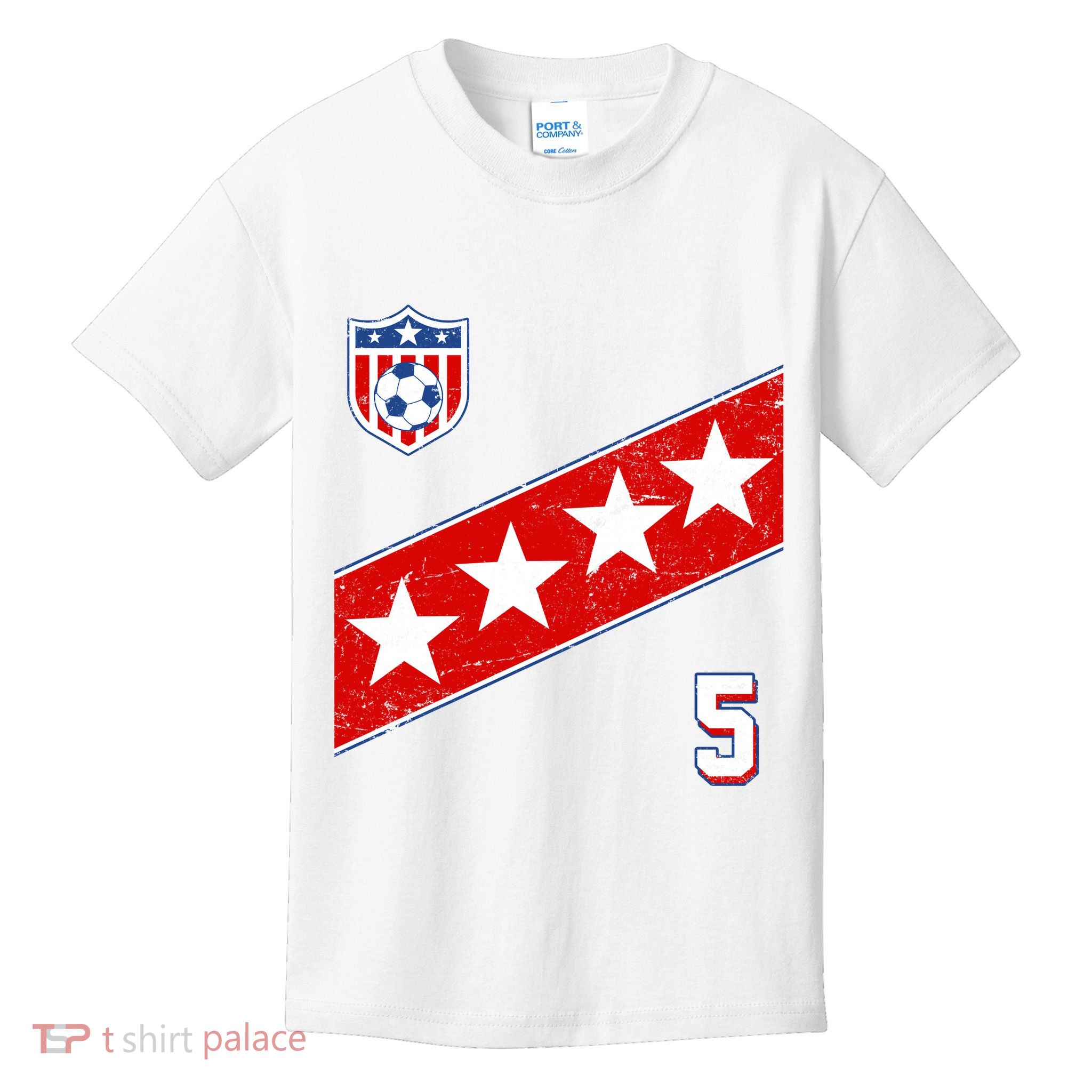 WomenS Us Soccer Jersey Number 5 Kids T-Shirt