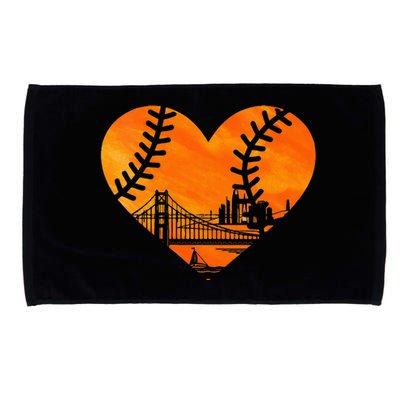 Womens US State San Francisco Baseball Vintage Heart Microfiber Hand Towel