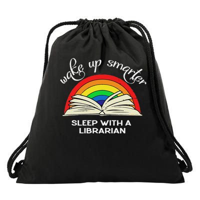 Wake Up Smarter Sleep With A Librarian Book Lover Bookworm Drawstring Bag