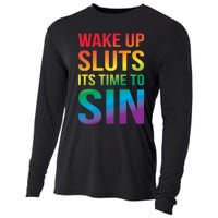 Wake Up Sluts Its Time To Sin Funny Pride Adult LGBTQ Cooling Performance Long Sleeve Crew