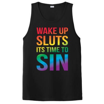 Wake Up Sluts Its Time To Sin Funny Pride Adult LGBTQ PosiCharge Competitor Tank