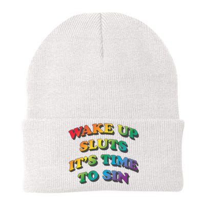 Wake Up Sluts Its Time To Sin Funny Pride Adult LGBTQ Knit Cap Winter Beanie