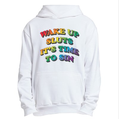 Wake Up Sluts Its Time To Sin Funny Pride Adult LGBTQ Urban Pullover Hoodie