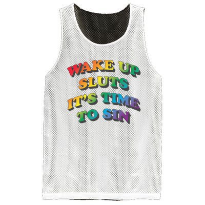 Wake Up Sluts Its Time To Sin Funny Pride Adult LGBTQ Mesh Reversible Basketball Jersey Tank