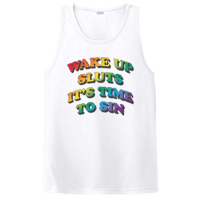 Wake Up Sluts Its Time To Sin Funny Pride Adult LGBTQ PosiCharge Competitor Tank