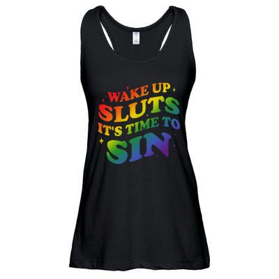 Wake Up Sluts Its Time To Sin Ladies Essential Flowy Tank