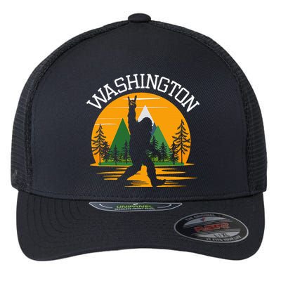 Washington Us State Bigfoot Sasquatch Flexfit Unipanel Trucker Cap