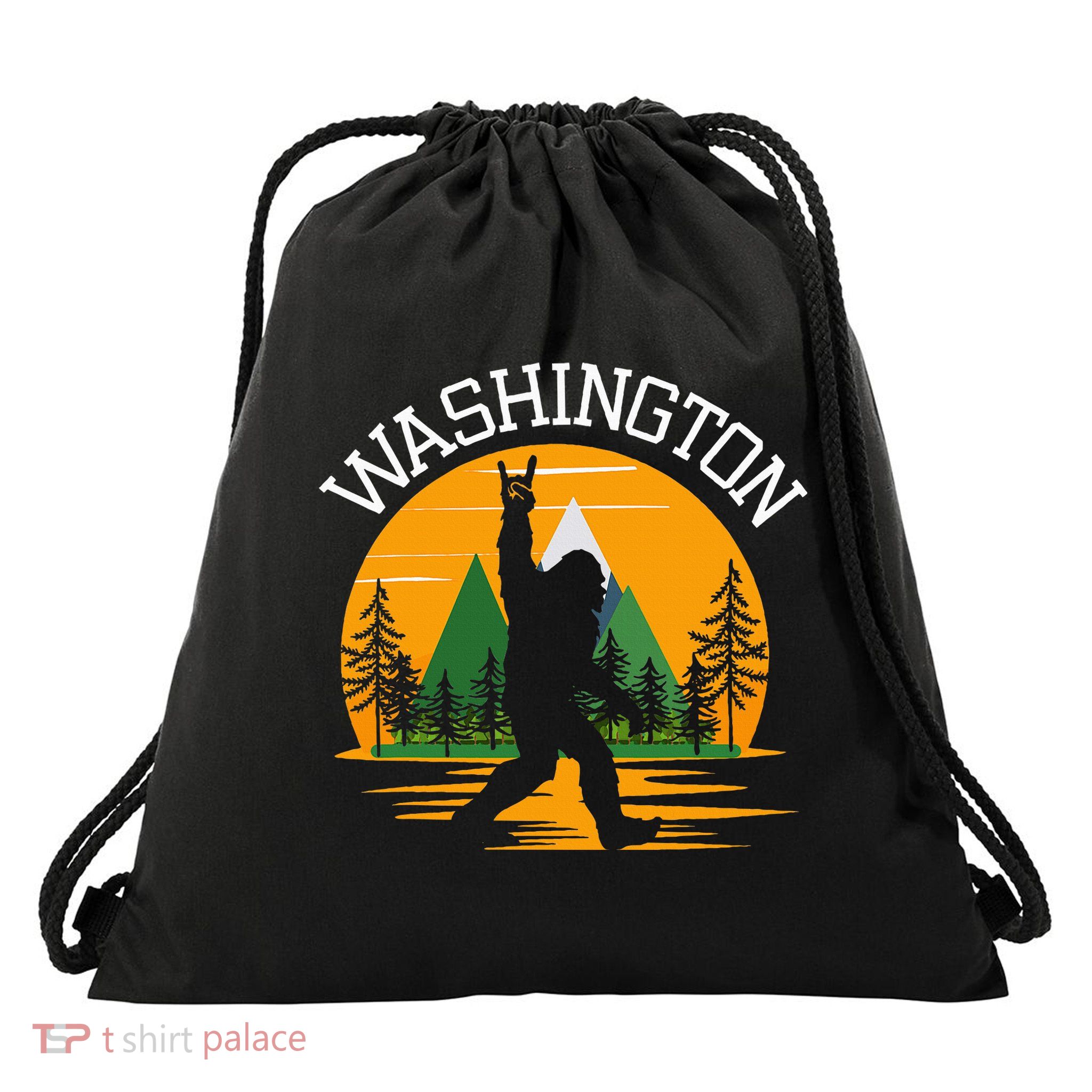 Washington Us State Bigfoot Sasquatch Drawstring Bag