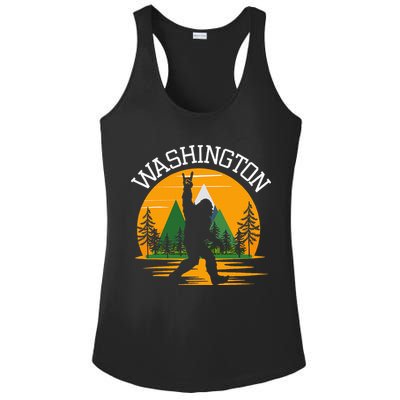 Washington Us State Bigfoot Sasquatch Ladies PosiCharge Competitor Racerback Tank