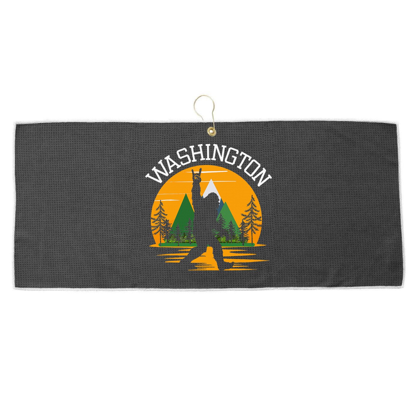 Washington Us State Bigfoot Sasquatch Large Microfiber Waffle Golf Towel