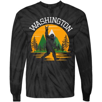 Washington Us State Bigfoot Sasquatch Tie-Dye Long Sleeve Shirt
