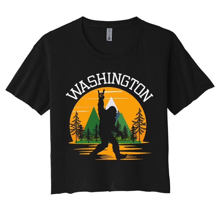 Washington Us State Bigfoot Sasquatch Women's Crop Top Tee