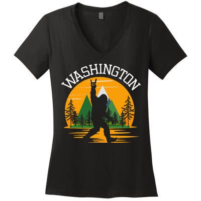 Washington Us State Bigfoot Sasquatch Women's V-Neck T-Shirt