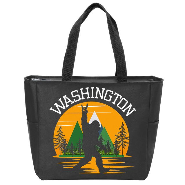 Washington Us State Bigfoot Sasquatch Zip Tote Bag