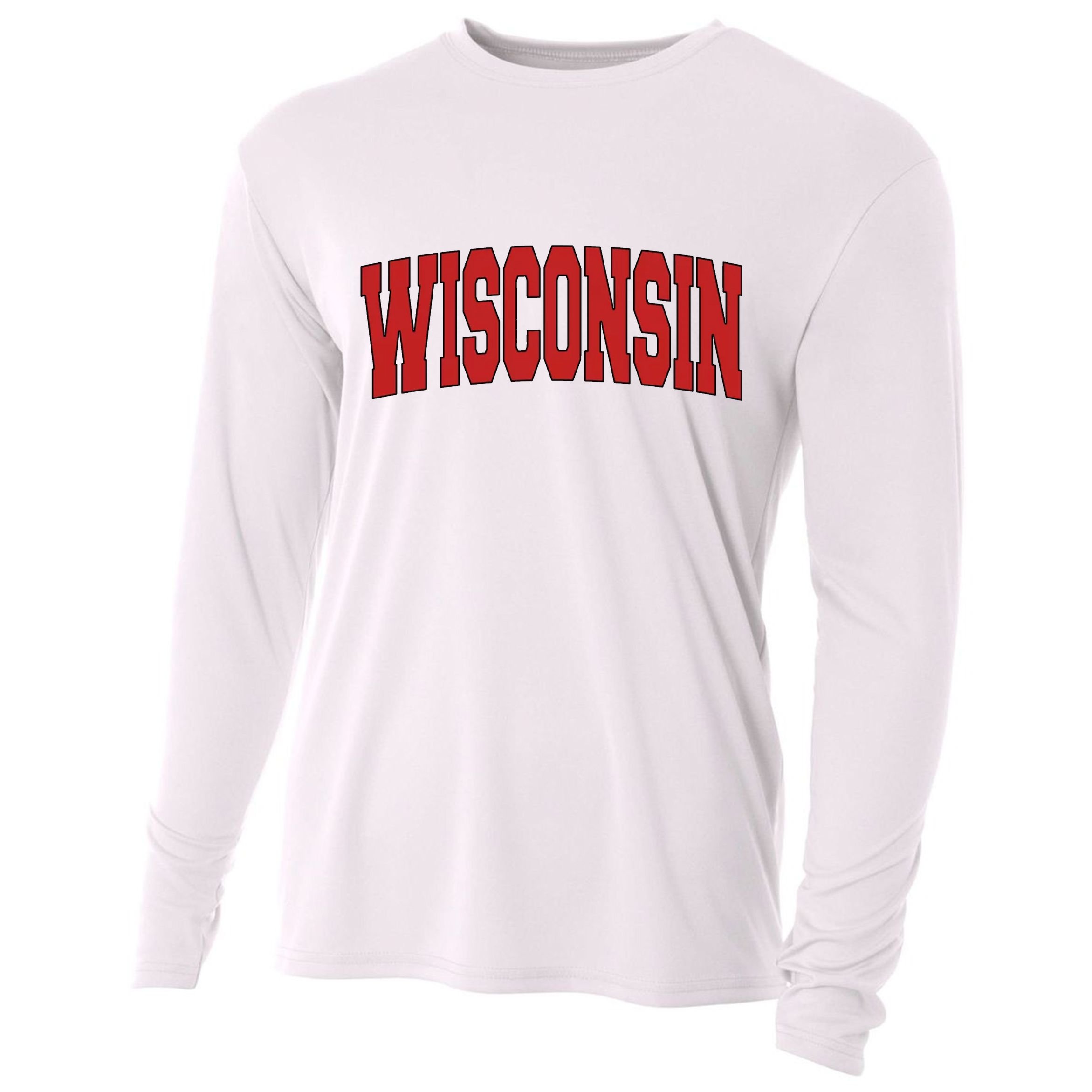 Wisconsin Usa State Wi Varsity Style Vintage Sports Cool Cooling Performance Long Sleeve Crew