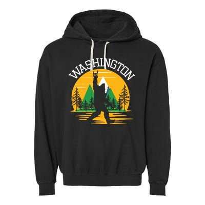 Washington Us State Bigfoot Sasquatch Garment-Dyed Fleece Hoodie