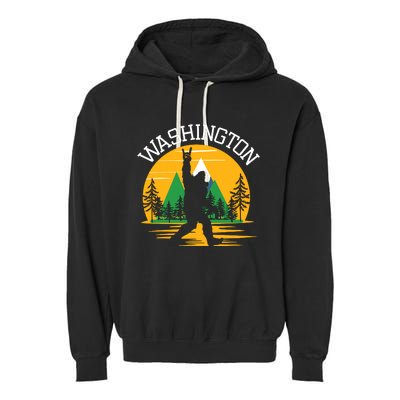 Washington Us State Bigfoot Sasquatch Garment-Dyed Fleece Hoodie