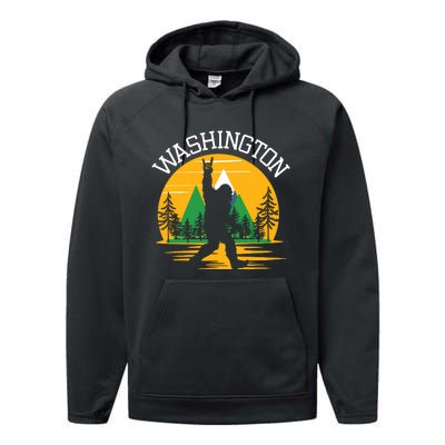 Washington Us State Bigfoot Sasquatch Performance Fleece Hoodie