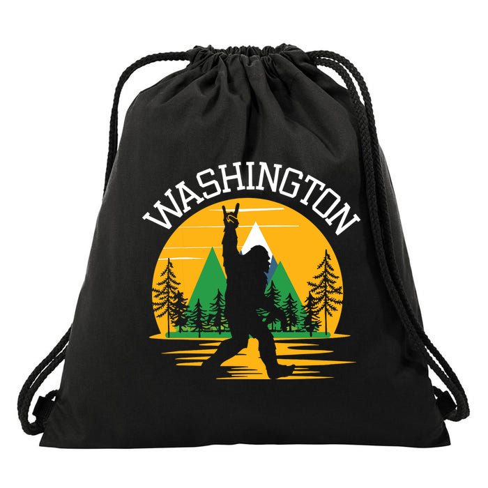 Washington Us State Bigfoot Sasquatch Drawstring Bag