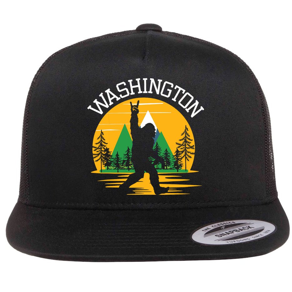 Washington Us State Bigfoot Sasquatch Flat Bill Trucker Hat