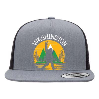 Washington Us State Bigfoot Sasquatch Flat Bill Trucker Hat