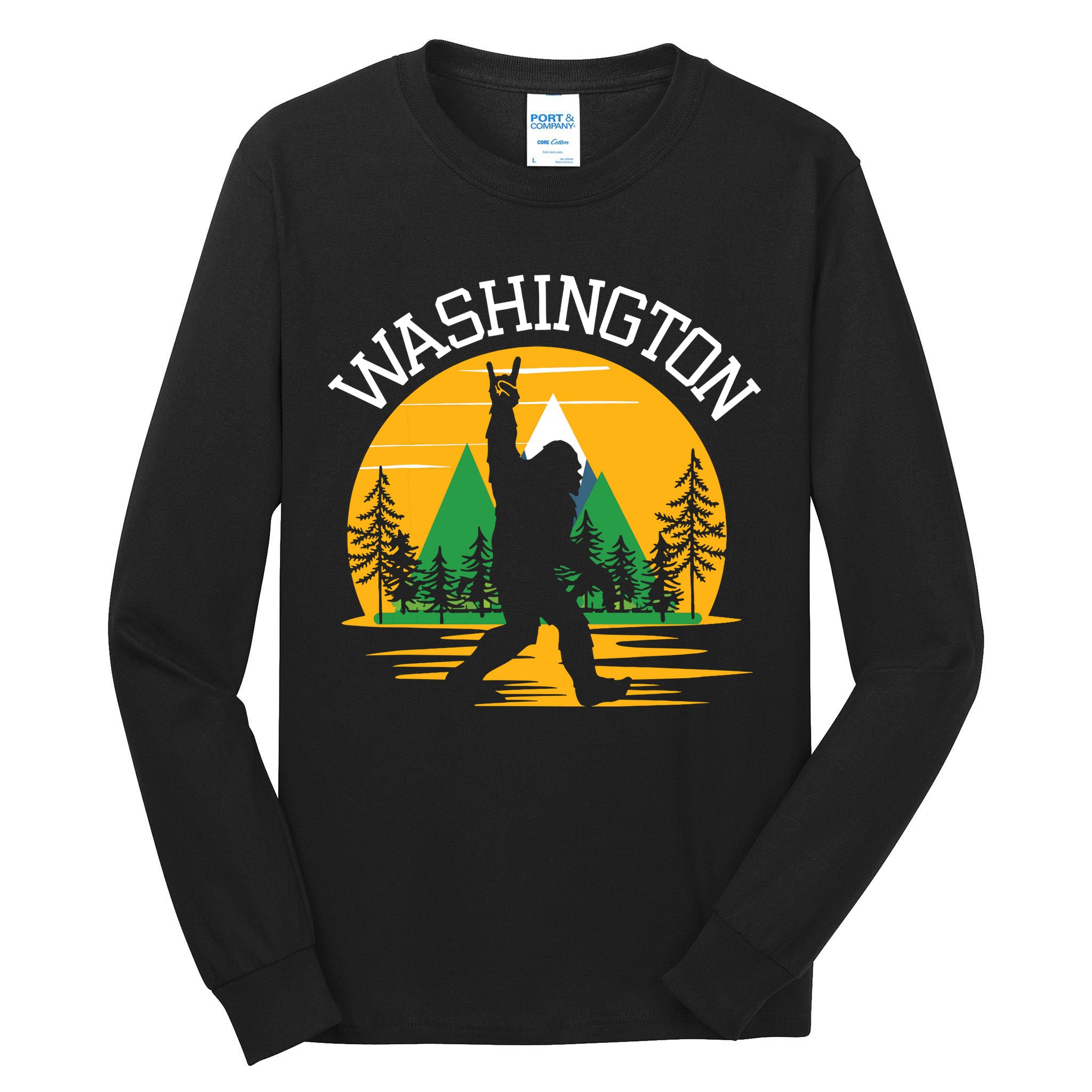 Washington Us State Bigfoot Sasquatch Tall Long Sleeve T-Shirt