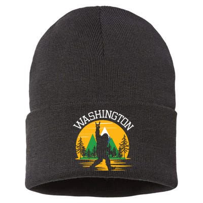 Washington Us State Bigfoot Sasquatch Sustainable Knit Beanie