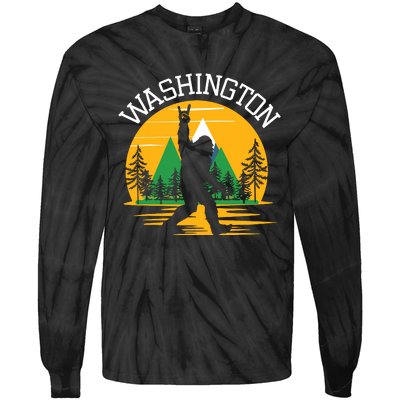 Washington Us State Bigfoot Sasquatch Tie-Dye Long Sleeve Shirt