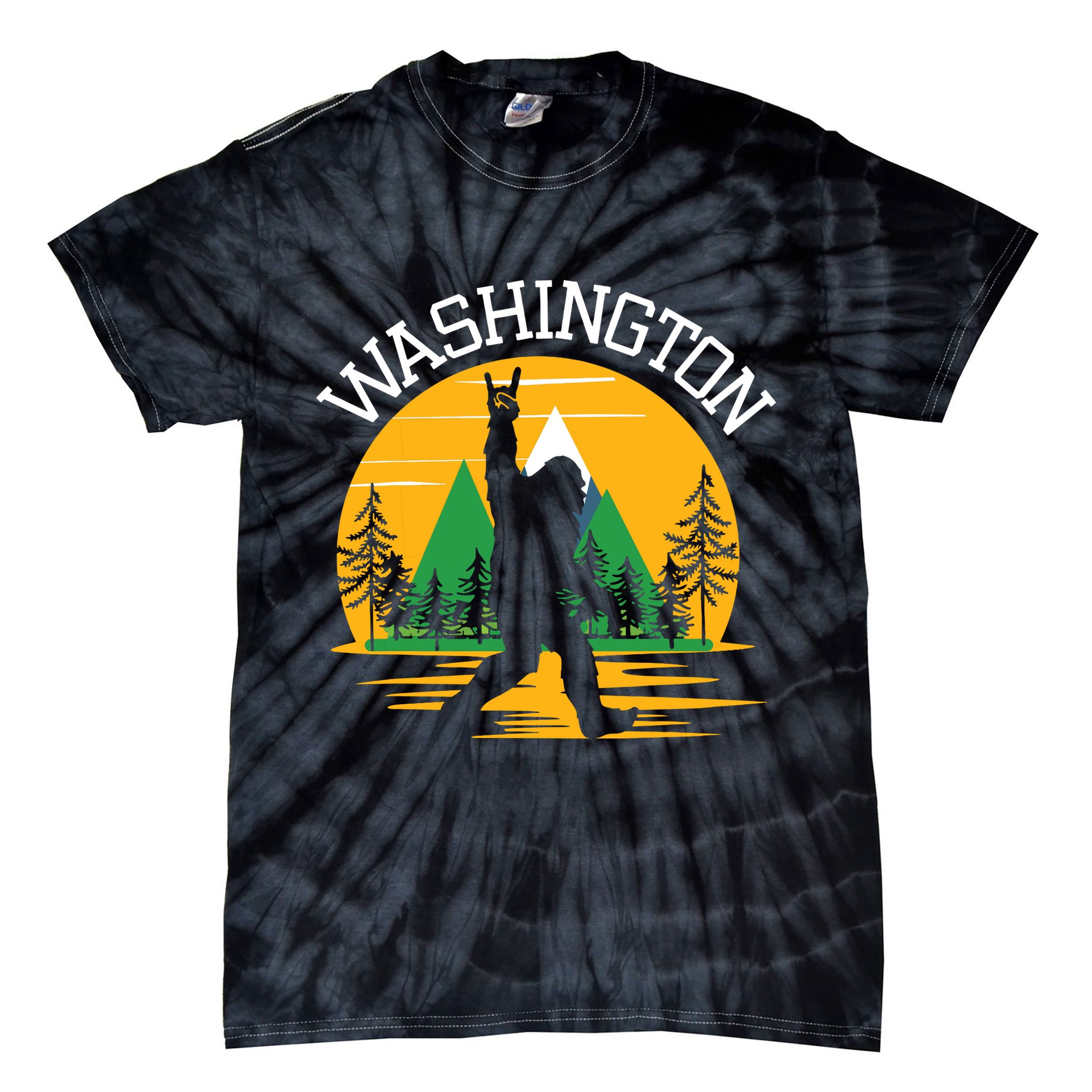 Washington Us State Bigfoot Sasquatch Tie-Dye T-Shirt