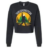 Washington Us State Bigfoot Sasquatch Cropped Pullover Crew