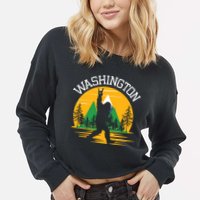 Washington Us State Bigfoot Sasquatch Cropped Pullover Crew