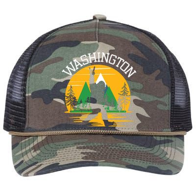 Washington Us State Bigfoot Sasquatch Retro Rope Trucker Hat Cap