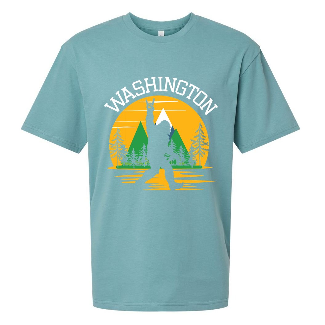 Washington Us State Bigfoot Sasquatch Sueded Cloud Jersey T-Shirt
