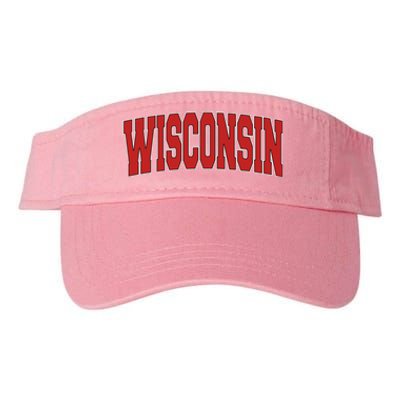 Wisconsin Usa State Wi Varsity Style Vintage Sports Cool Gift Valucap Bio-Washed Visor