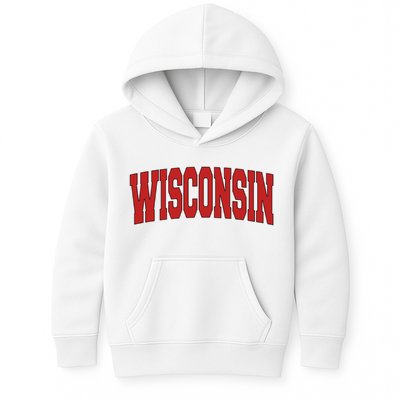 Wisconsin Usa State Wi Varsity Style Vintage Sports Cool Gift Kids Hoodie