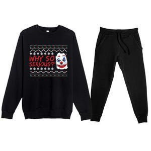 Why U So Serious? Laugh Clown Joker Christmas Ugly Funny Gift Premium Crewneck Sweatsuit Set