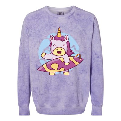 Wakeboarding Unicorn Surfing Colorblast Crewneck Sweatshirt