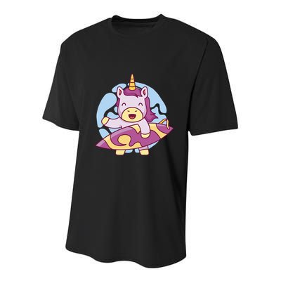 Wakeboarding Unicorn Surfing Youth Performance Sprint T-Shirt