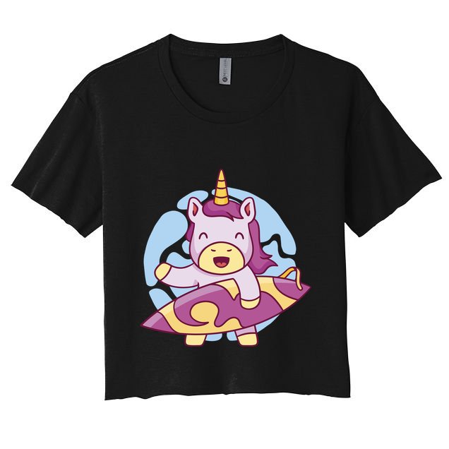 Wakeboarding Unicorn Surfing Crop Top