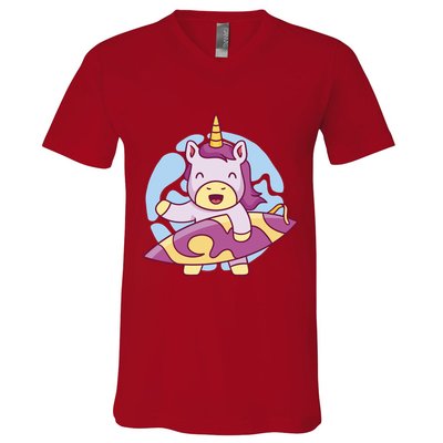 Wakeboarding Unicorn Surfing V-Neck T-Shirt
