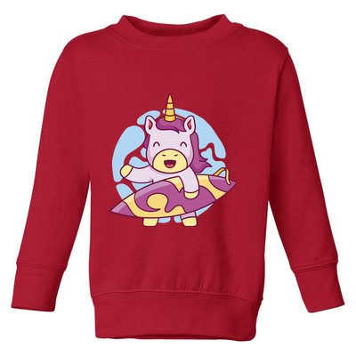 Wakeboarding Unicorn Surfing Toddler Sweatshirt