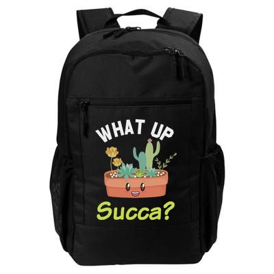What Up Succa Kawaii Cactus Succulent Pun Daily Commute Backpack