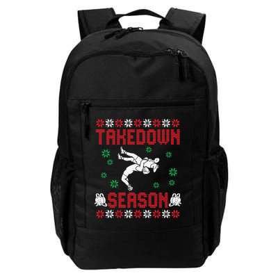Wrestling Ugly Sweater Takedown Season Christmas Santa Backpack
