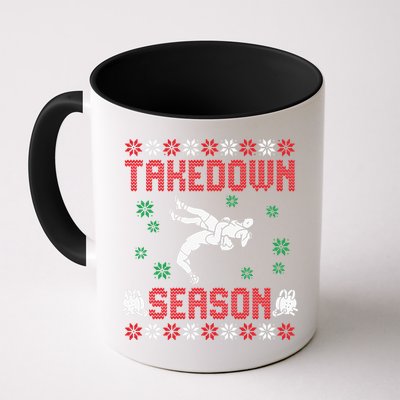 Wrestling Ugly Sweater Takedown Season Christmas Santa Mug