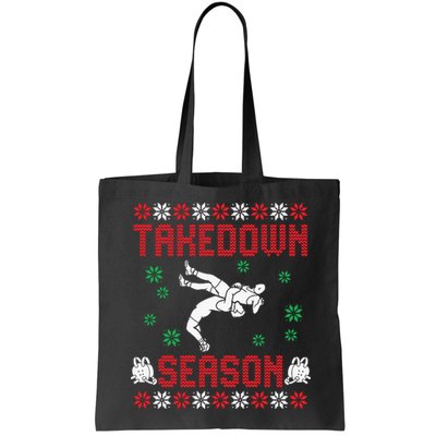 Wrestling Ugly Sweater Takedown Season Christmas Santa Bag