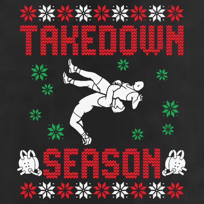 Wrestling Ugly Sweater Takedown Season Christmas Santa Hat