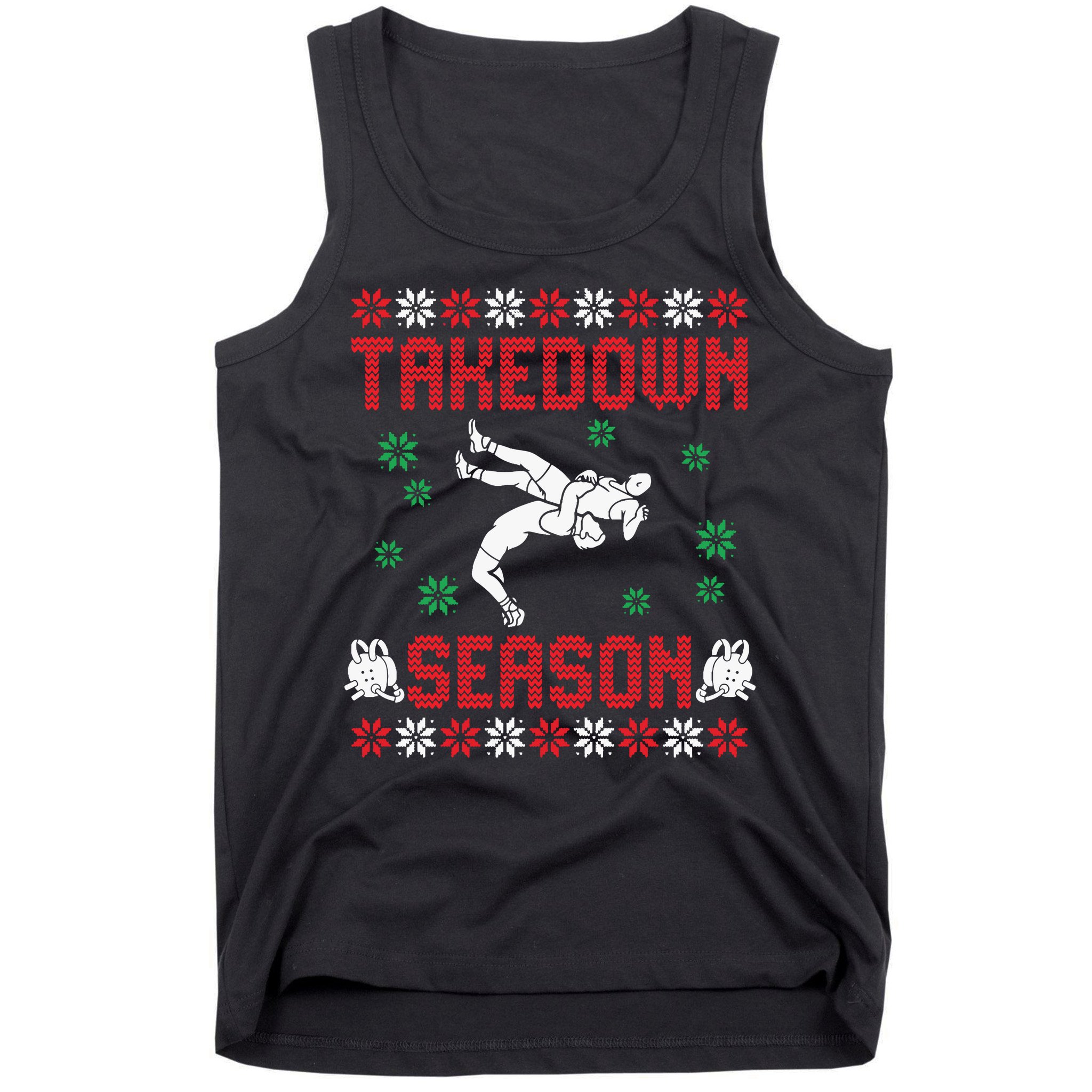Wrestling Ugly Sweater Takedown Season Christmas Santa Tank Top